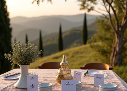Matrimonio con calligrafia personalizzata in campagna toscana